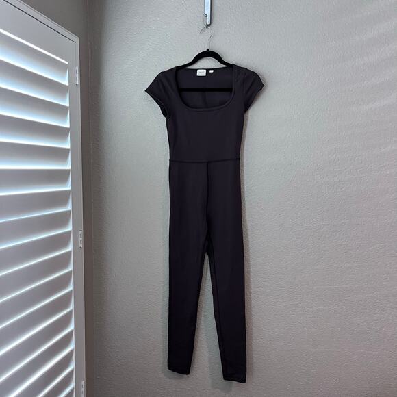 Aritzia Wilfred Free Brown Jumpsuit Romper Square Neck Short Sleeve Pants Small - Picture 3 of 7